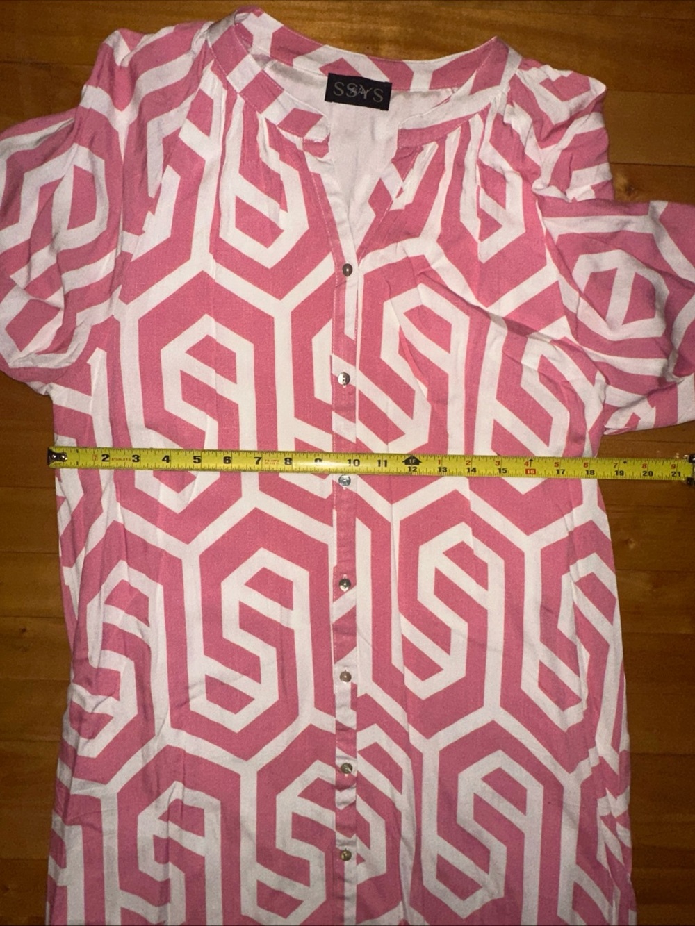 SSYS You've Got The Idea Pink Geometric Midi Dress  Medium 100% Cotton - Picture 7 of 9